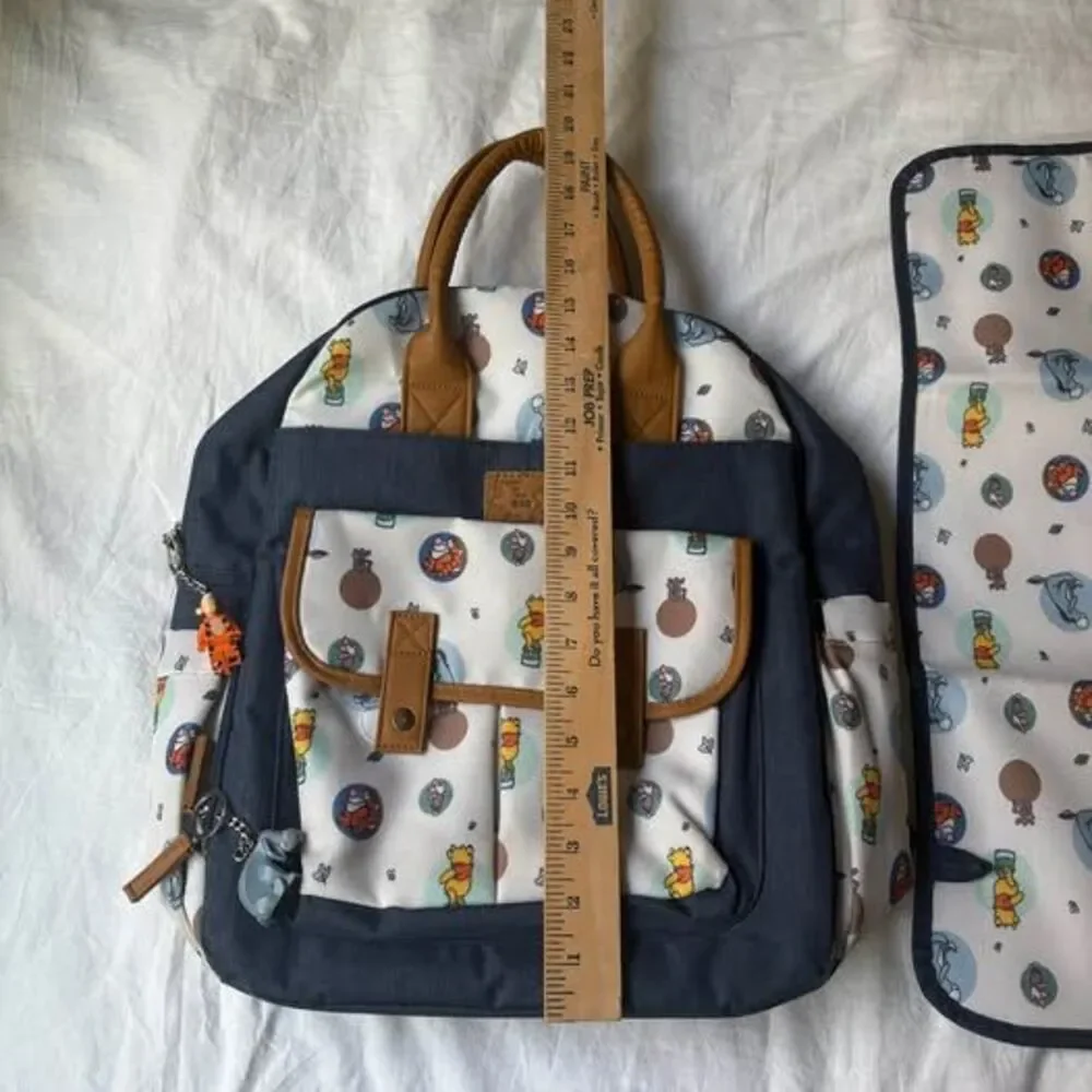 Disney Winnie the Pooh Diaper Bag Backpack w/ changing pad & 2 Lego keychains